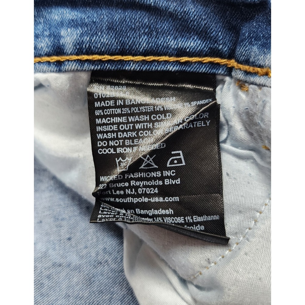 Southpole Skinny Jeans Mens 42x32 Blue Stretch Moto Biker Denim - Picture 5 of 13